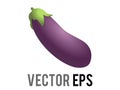 Vector long, bulbous, bright purple eggplant or aubergine icon