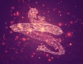 vector long dragon snake on a pink background in the style of triangular crystals with a glow Royalty Free Stock Photo