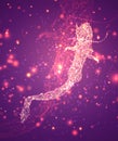 vector long dragon snake on a pink background in the style of triangular crystals with a glow Royalty Free Stock Photo
