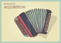 Vector long shadow flat icon of accordeon