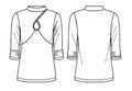 Vector long sleeved t shirt fashion CAD, woman turtle neck top with cut-out detail