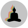Vector of Lord Buddha silhouette with grey circle and white background Royalty Free Stock Photo