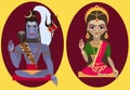 Vector lord Shiva and mata Parvati