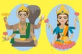 Vector lord Vishnu and mata Lakshmi