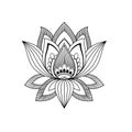 Vector lotus flower image in ethnic oriental and indian style