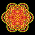 Vector Lotus Mandala for Meditation Openwork Six Petalled Iridescent Flourish Mystic Yantra Pattern