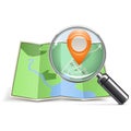 Vector Loupe with Map Pointer Royalty Free Stock Photo