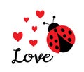 Vector love bug valentine`s day card.