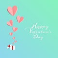 Vector of love and Happy Valentines day. origami design elements cut paper made open gift box with heart float up to sky.