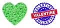 Bicolor Valentine Grunge Seal and Love Heart Icon Alcohol Mosaic