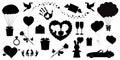 Vector love icons set of 20 editable filled valentines silhouette signs on white
