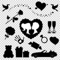 Vector love icons set of 14 editable filled valentines silhouette signs isolated