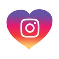 Love instagram icon in heart for valentine`s day social network holiday symbol