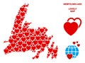 Vector Love Newfoundland Island Map Collage of Hearts