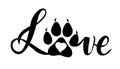 Vector love pet, dog paw print. valentine. pet love background. Royalty Free Stock Photo