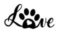 Vector love pet, cat paw print. valentine. pet love background. Royalty Free Stock Photo