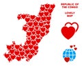 Vector Love Republic Of The Congo Map Composition of Hearts