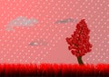 Vector : Love tree with rain and cloud