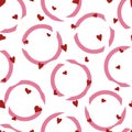 Vector lovely red hearts with pink rings seamless