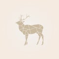 Vector low poly brown deer.