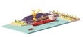 Vector low poly coal terminal and bulk carrier