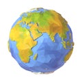 Vector Low Poly Earth Illustration. Polygonal Globe. Africa and Eurasia Royalty Free Stock Photo