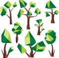 Vector Low poly green trees. Royalty Free Stock Photo