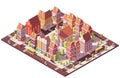 Vector low poly isometric old city center