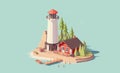 Vector low poly lighthouse