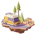 Vector low poly RV camper van