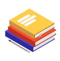 Vector low poly stack of colored books. Icon for web. Royalty Free Stock Photo