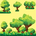 Vector low poly trees on lendscape