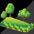 Vector low poly trees on the mountain