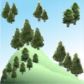 Vector low polygon pines on the mountain