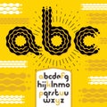 Vector lower case modern disco alphabet letters, abc set. Rounded bold font, typescript for use as retro poster design elements.