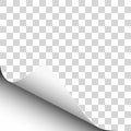 Vector lower left curl of corner of transparent sheet of paper Royalty Free Stock Photo