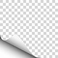 Vector lower left curl of corner of transparent sheet of paper Royalty Free Stock Photo