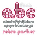 Vector lowercase funky disco alphabet letters set. Trendy font,