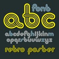 Vector lowercase funky disco alphabet letters set. Trendy font,