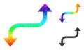 Vector Lowpoly Opposite Curved Arrow Icon with Spectrum Gradient