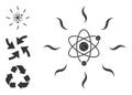 Vector Lowpoly Quantum Radiation Icon and Bonus Icons