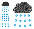 Vector Lowpoly Rain Cloud Icon with Other Icons Royalty Free Stock Photo