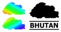 Lowpoly Rainbow Map of Bhutan with Diagonal Gradient