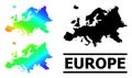 Polygonal Rainbow Map of Europe with Diagonal Gradient