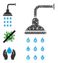 Vector Lowpoly Shower Icon with Other Icons Royalty Free Stock Photo