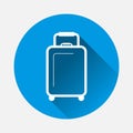 Vector luggage icon on blue background. Flat image baggage wit