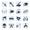 Vector lumberjack and sawmill icons set.Vector symbols. Vector illustration