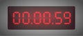 Vector of luminous digital numbers - countdown timer. Digital countdown timer. Hour meter. 1 minute left. Vector chrome LCD