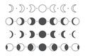 Vector lunar phase of the moon Simple circle shape design Isolated on white background