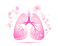 Vector lungs icon in pink on a bright Royalty Free Stock Photo